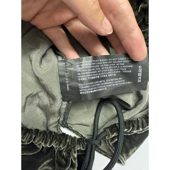 Theory Drawstring Velvet Pullover Long Sleeve Top Hunter Green Small Holiday - Picture 11 of 11